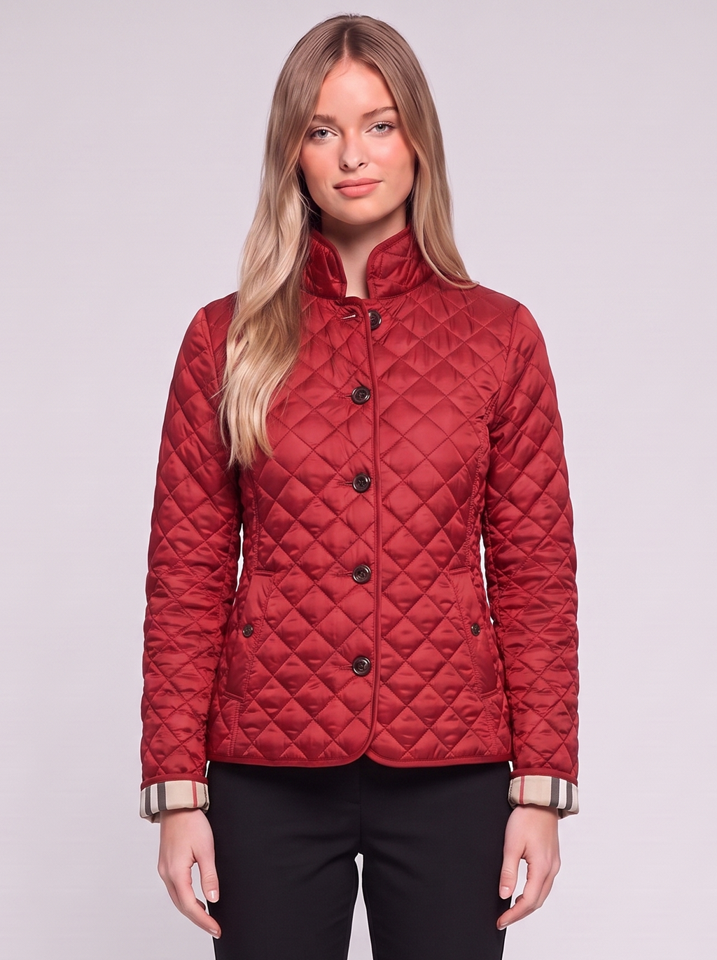 Red Tailored Padded Puffer front