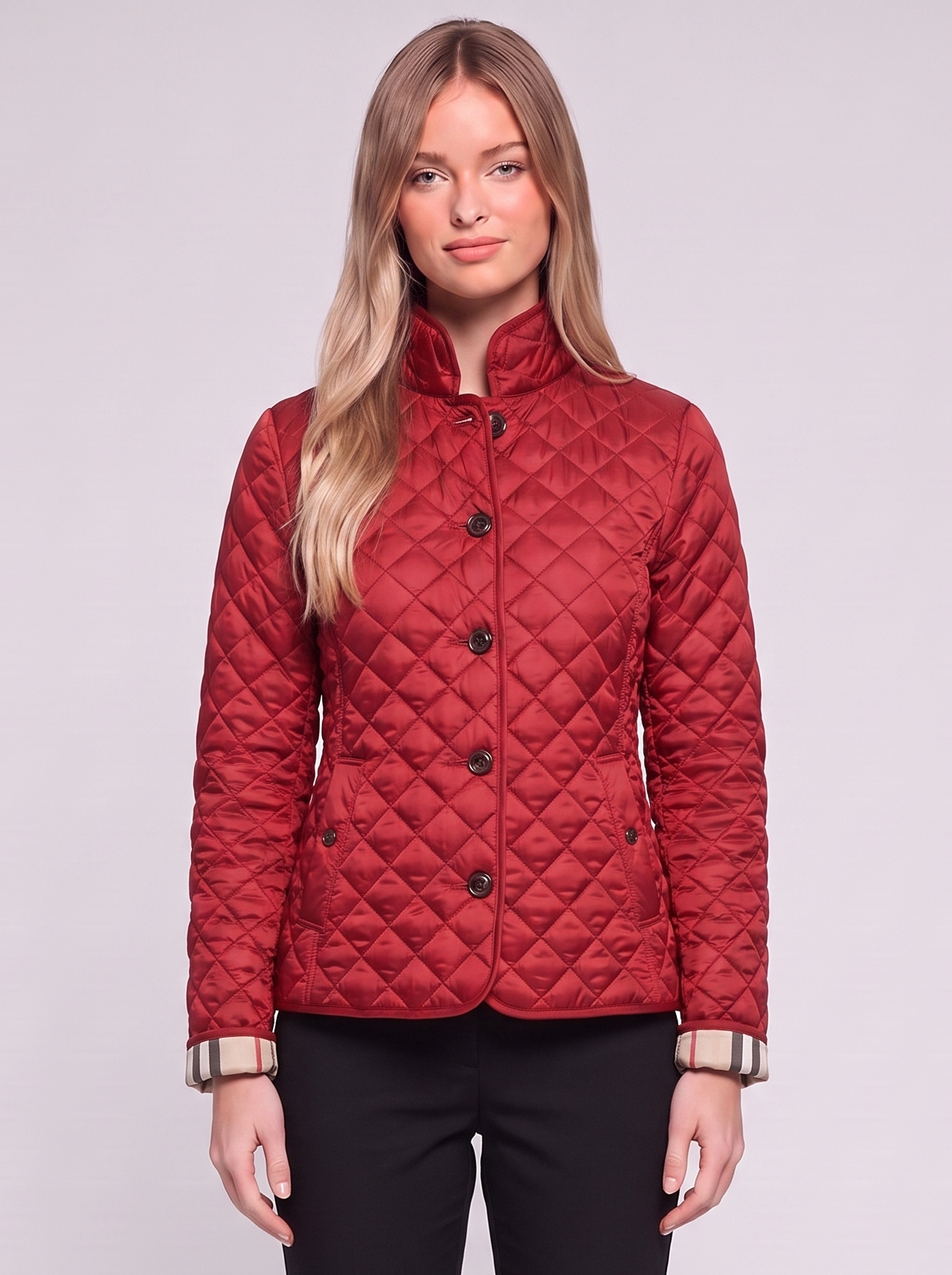 Red Tailored Padded Puffer front