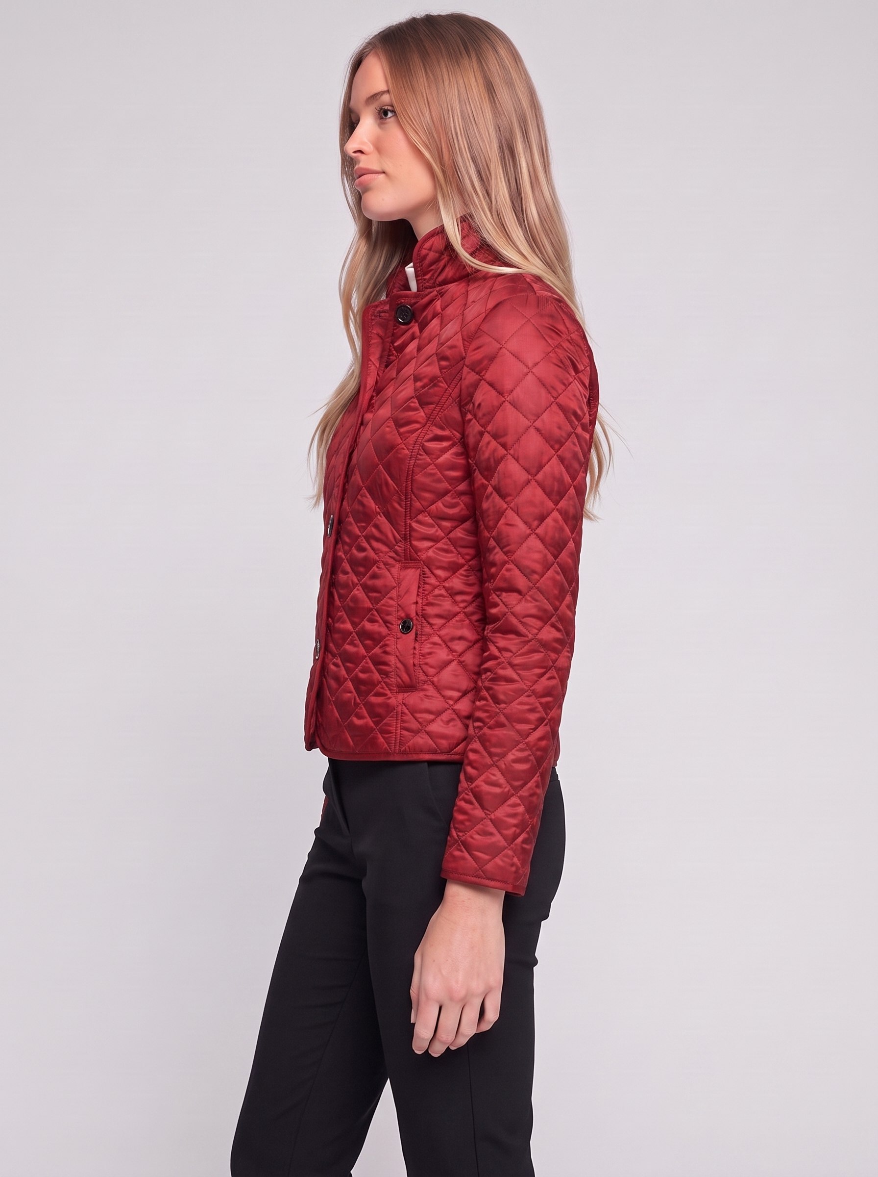Red Tailored Padded Puffer side