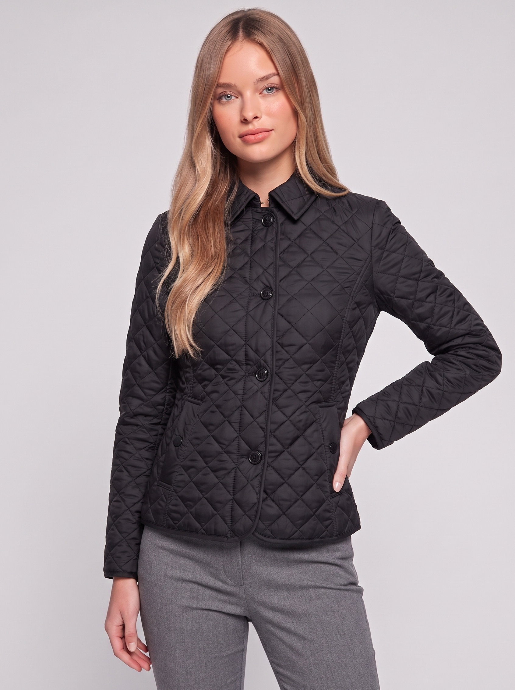 Black Tailored Padded Puffer front