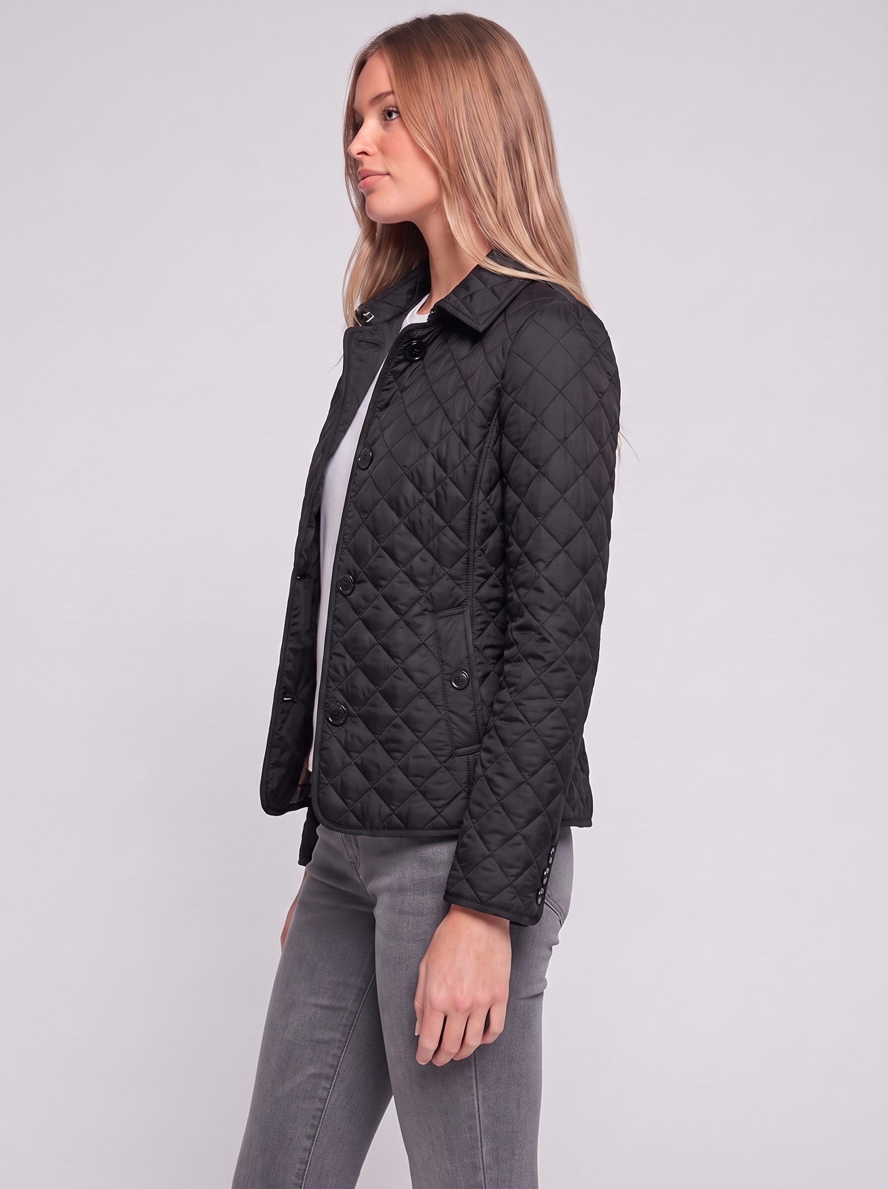 Black Tailored Padded Puffer side