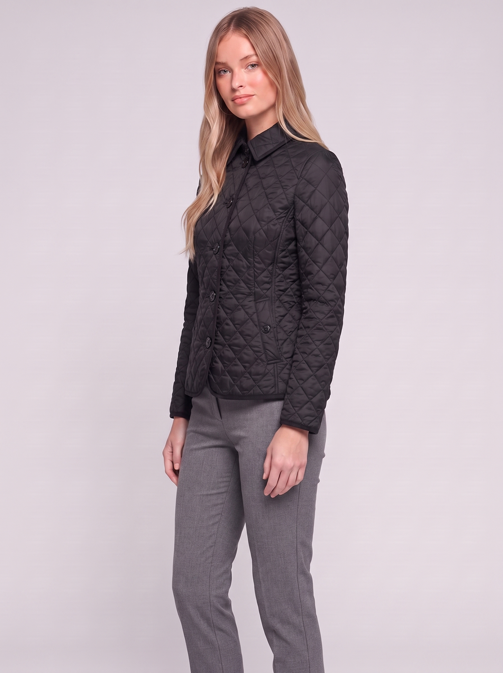 Black Tailored Padded Puffer three quarter