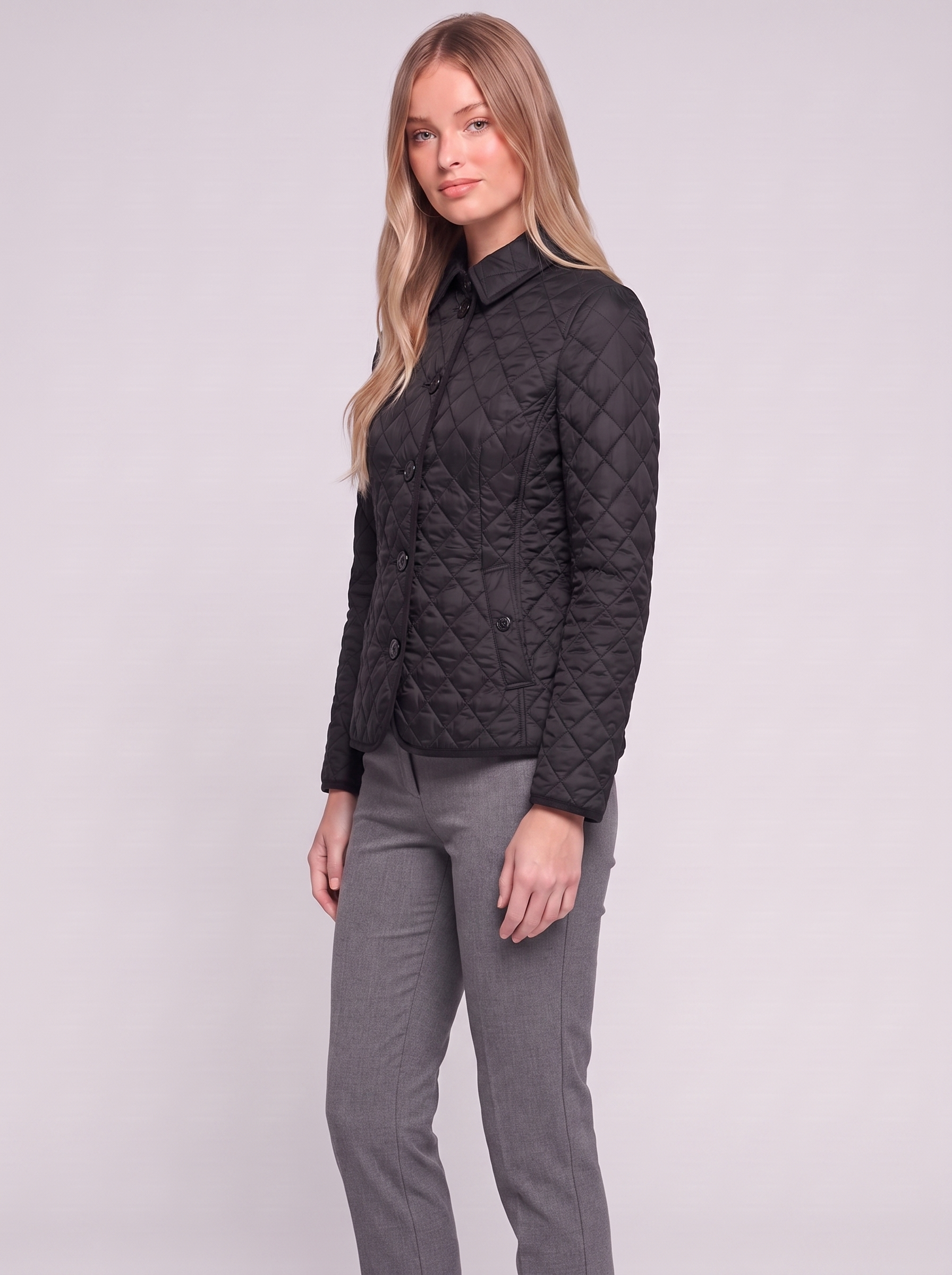 Black Tailored Padded Puffer three quarter