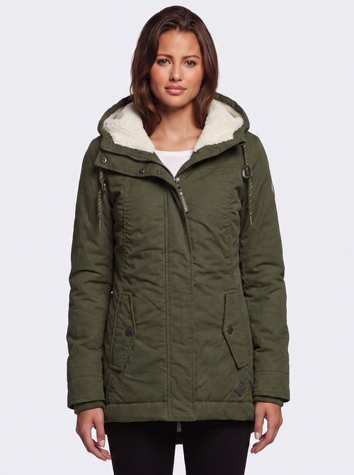 Ava Green Pleated Winter Coat - front