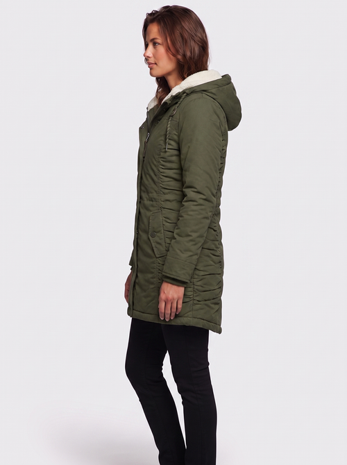 Ava Green Pleated Winter Coat - side