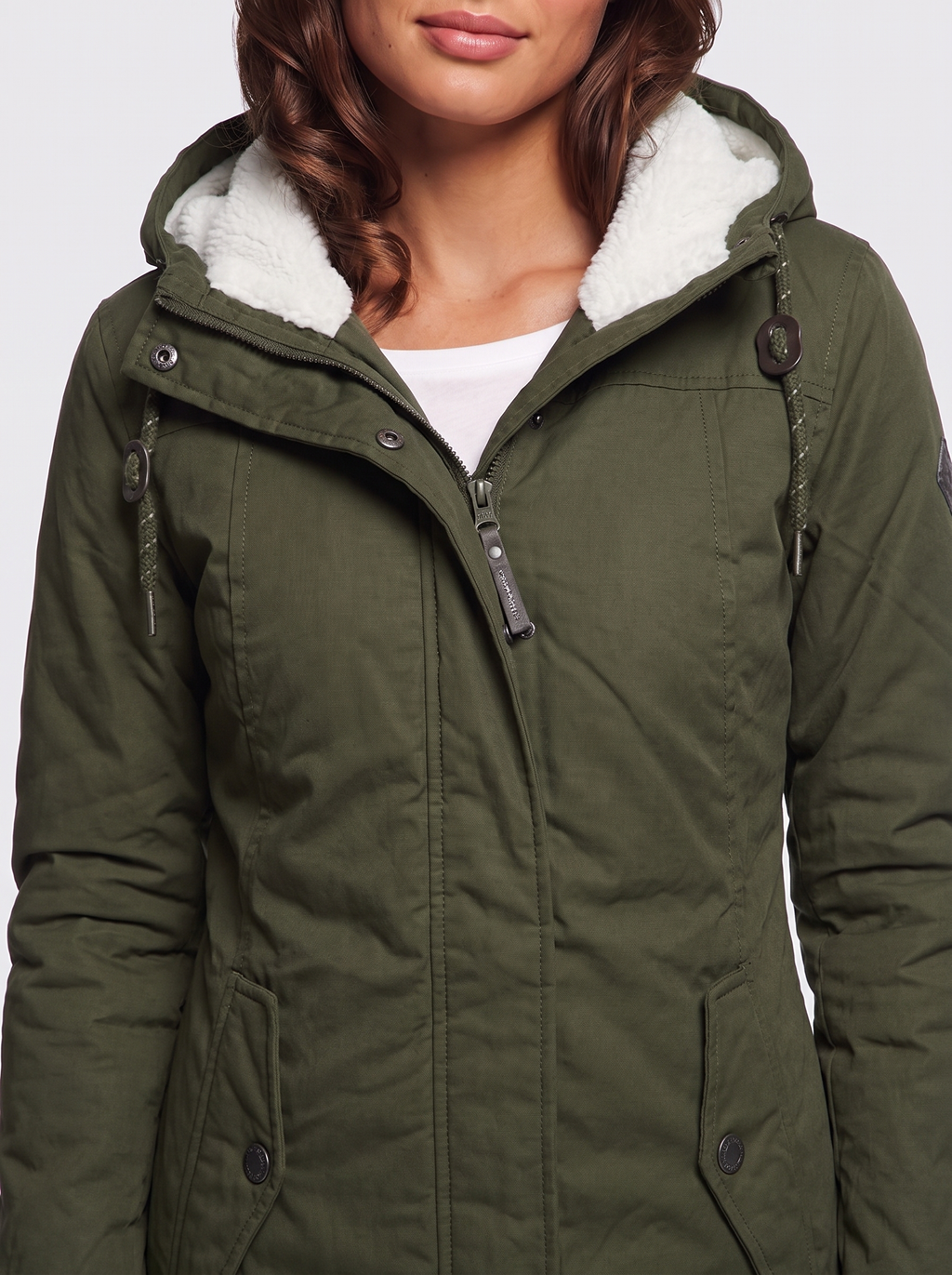 Ava Green Pleated Winter Coat - detail