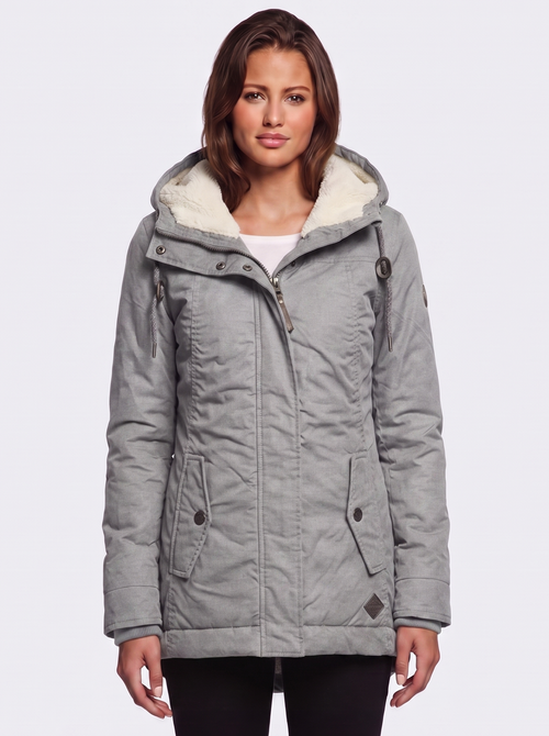 Ava Gray Pleated Winter Coat - front