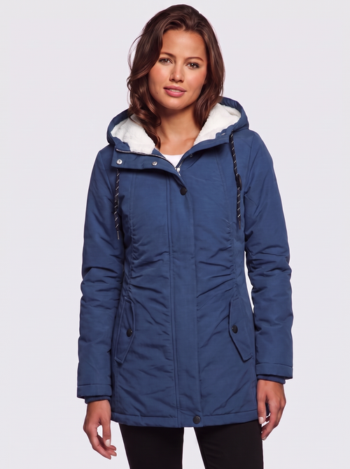 Ava Blue Pleated Winter Coat - front