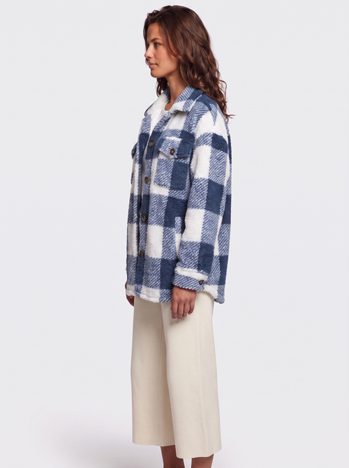 Ava Blue Checked Teddy Jacket - side