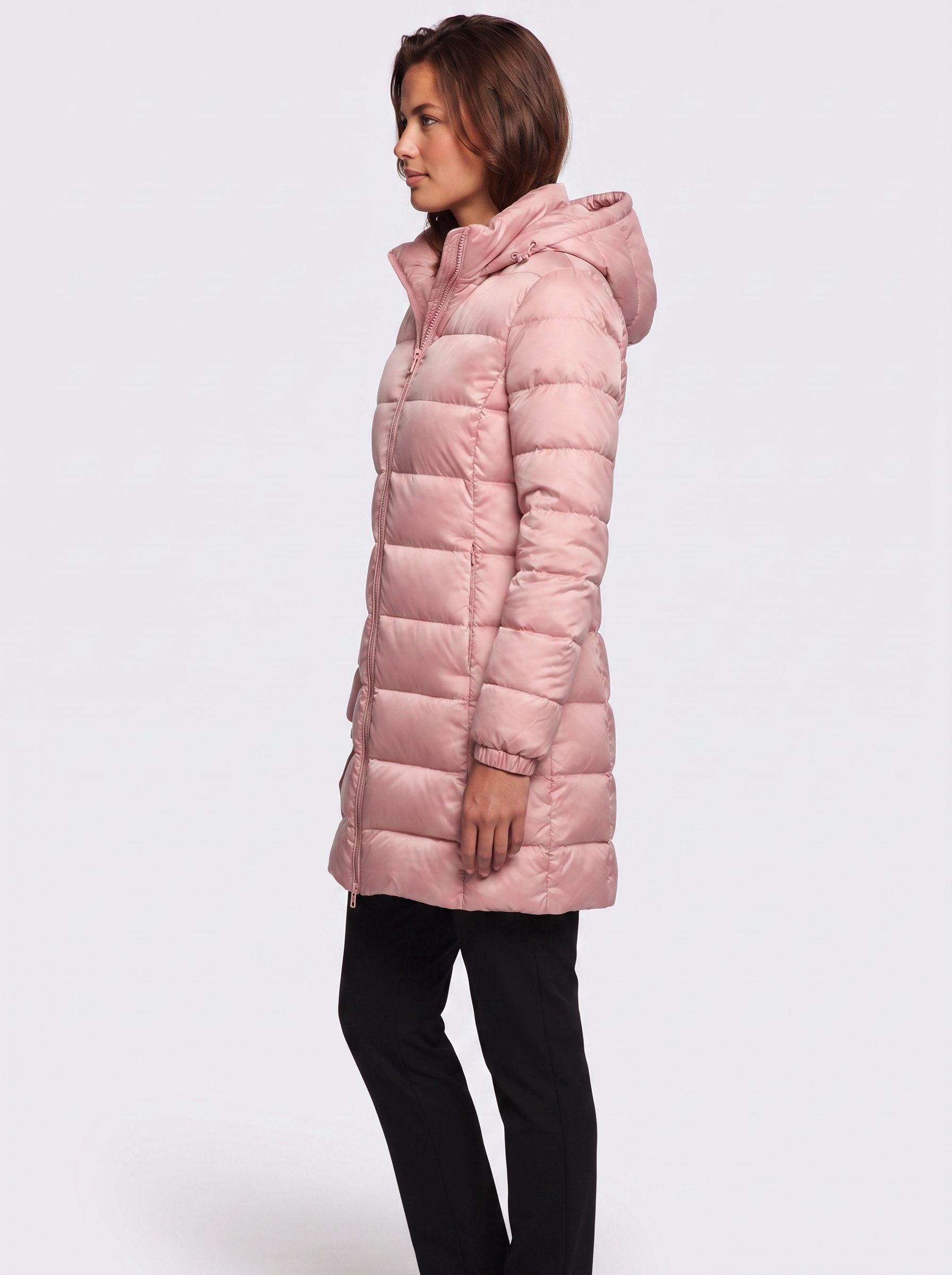 Ava Pink Detachable Hood Puffer Coat - side