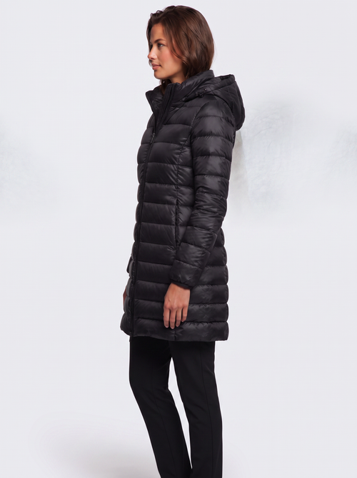 Ava Black Detachable Hood Puffer Coat - side
