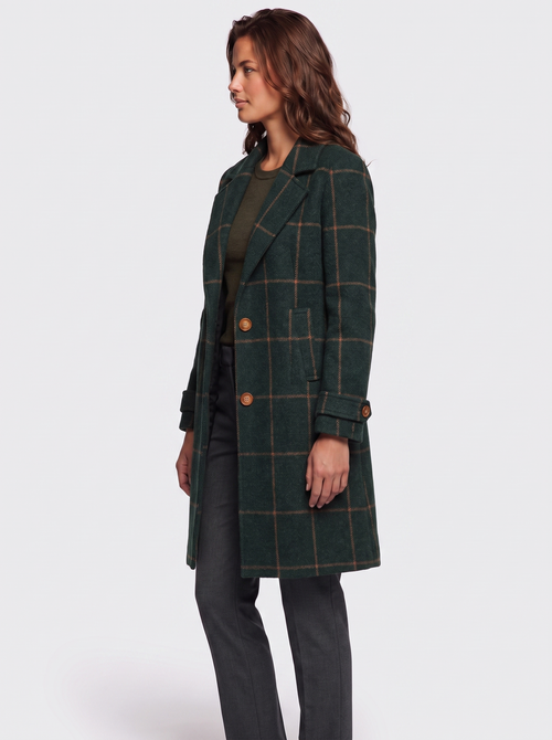 Ava Green Wool-Blend Check Coat - side