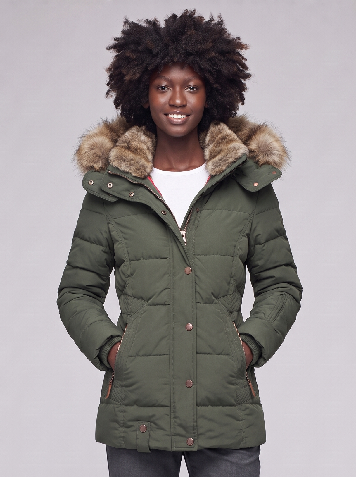 Mia | Green Hooded Padded Winter Coat - featured
