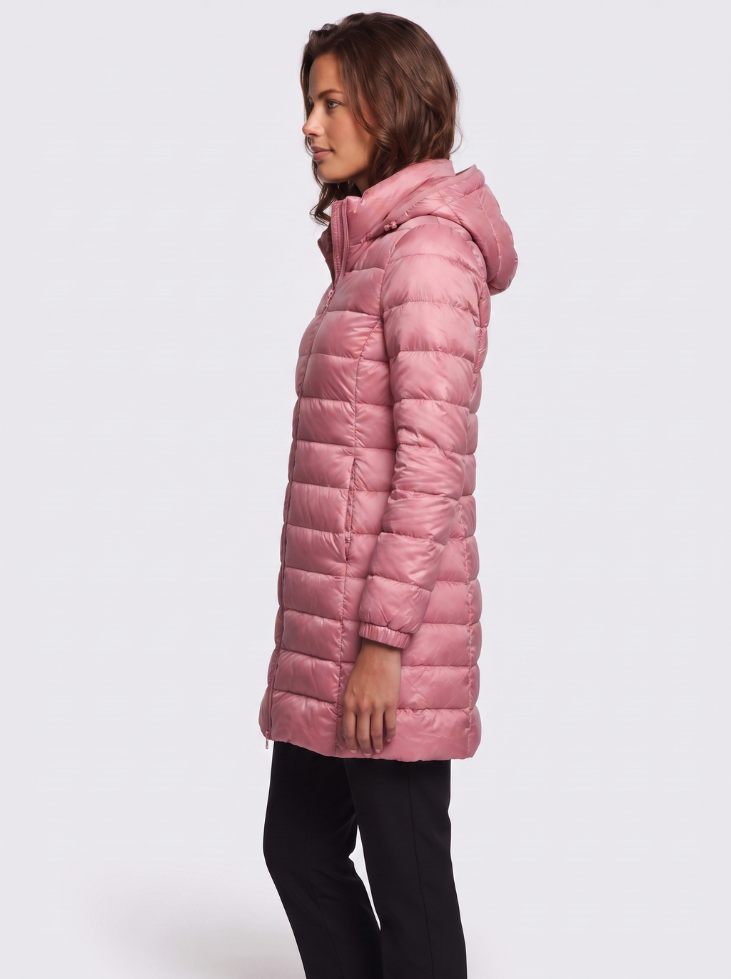 Ava Pink Detachable Hood Puffer Coat - side