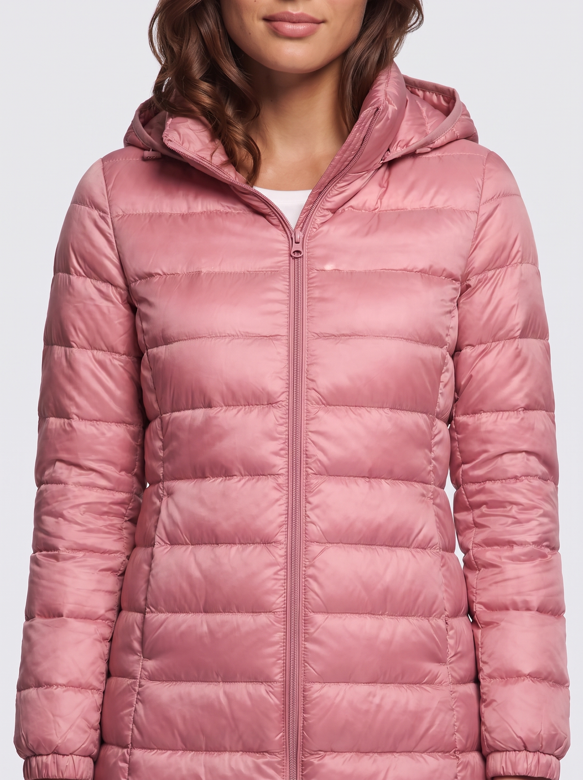 Ava Pink Detachable Hood Puffer Coat - detail
