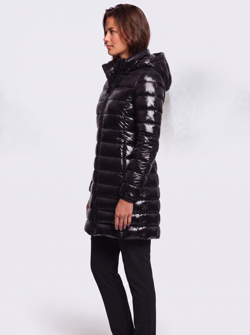 Ava Black Detachable Hood Puffer Coat - side