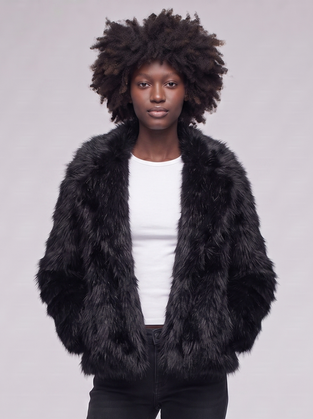 Mia | Black Longline Faux Fur Coat - featured