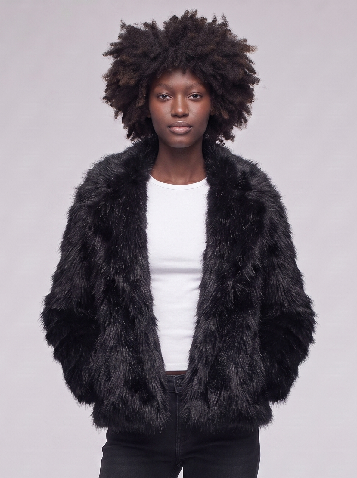 Mia | Black Longline Faux Fur Coat - featured