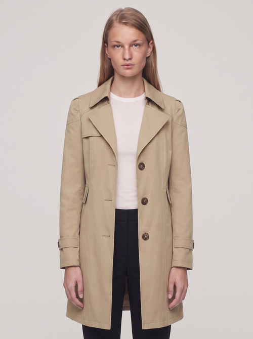 Ella Beige Lightweight Tailored Overcoat - front