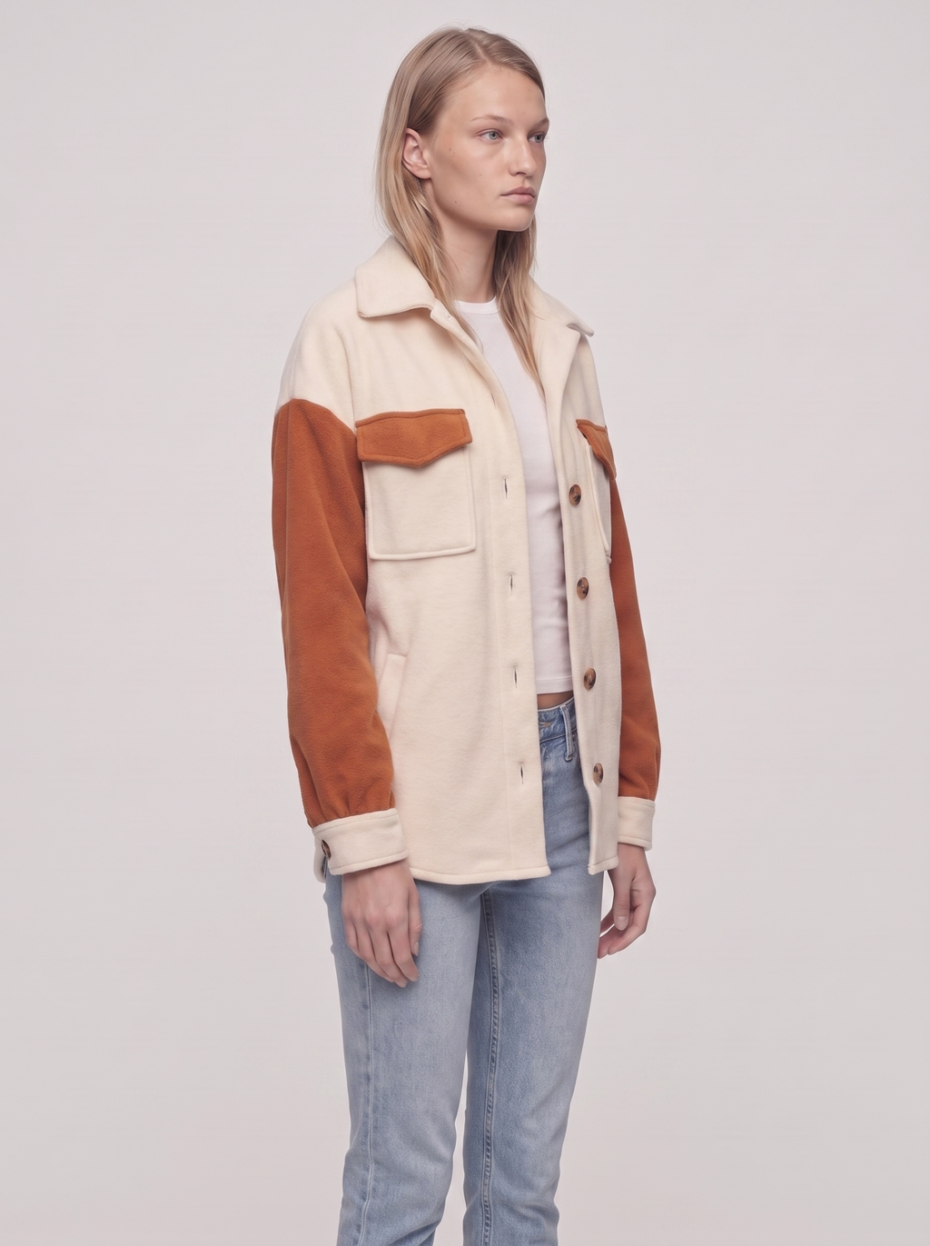 Ella Collared Fleece Jacket - three quarter