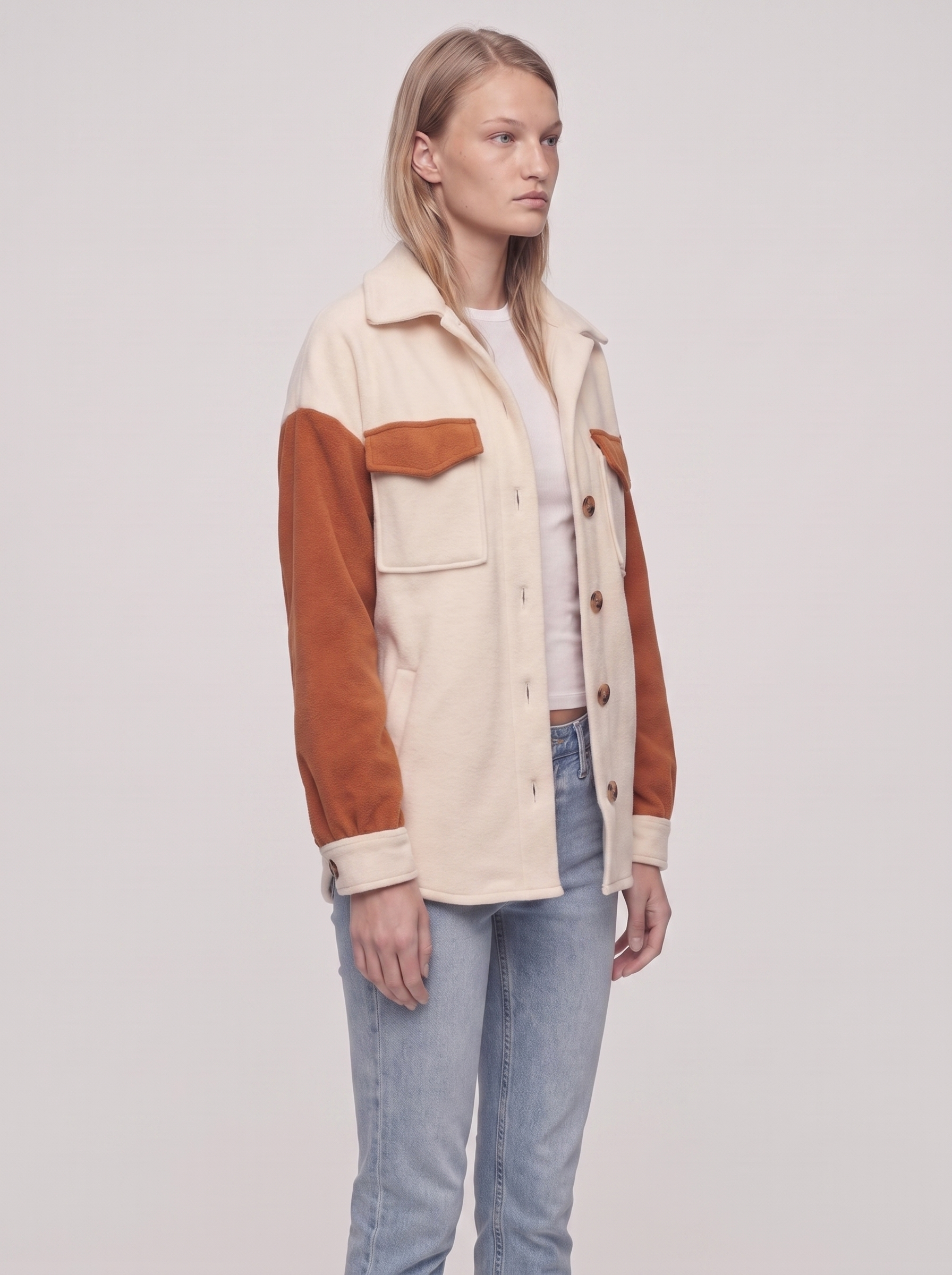 Ella Collared Fleece Jacket - three quarter