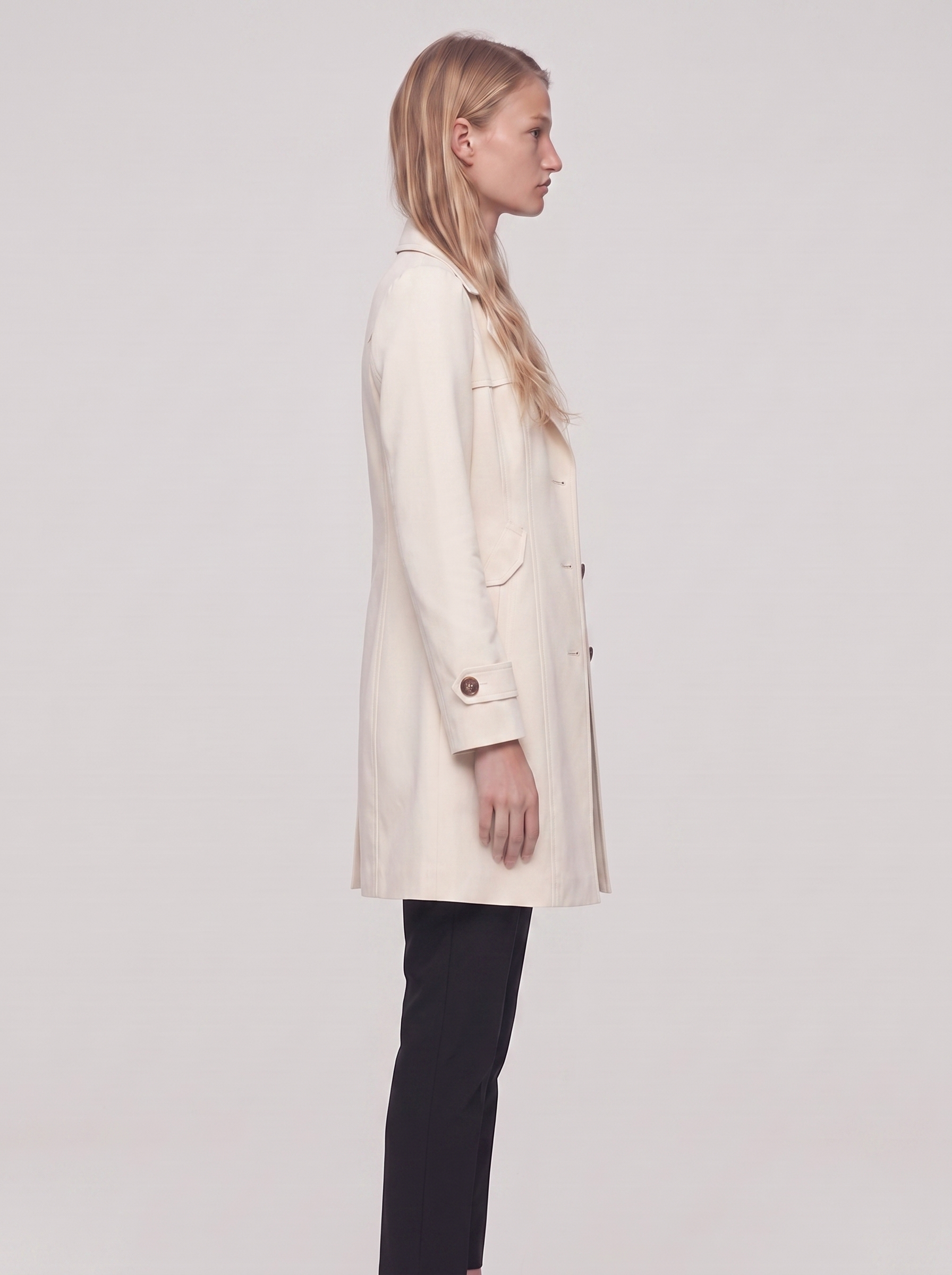 Ella Cream Lightweight Tailored Overcoat - side