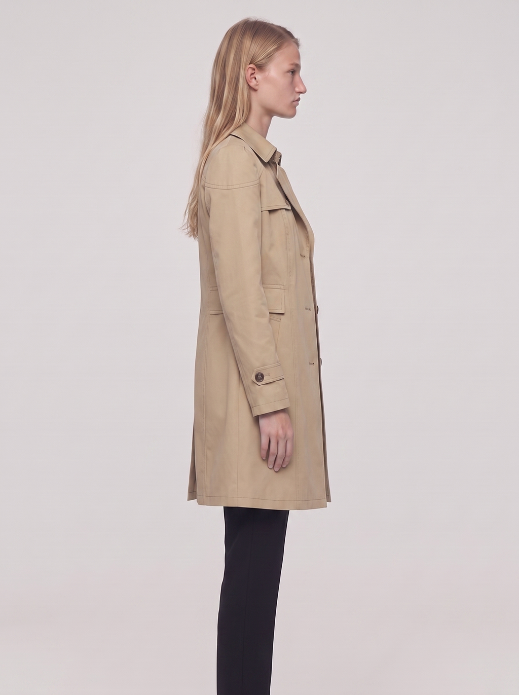 Ella Beige Lightweight Tailored Overcoat - side