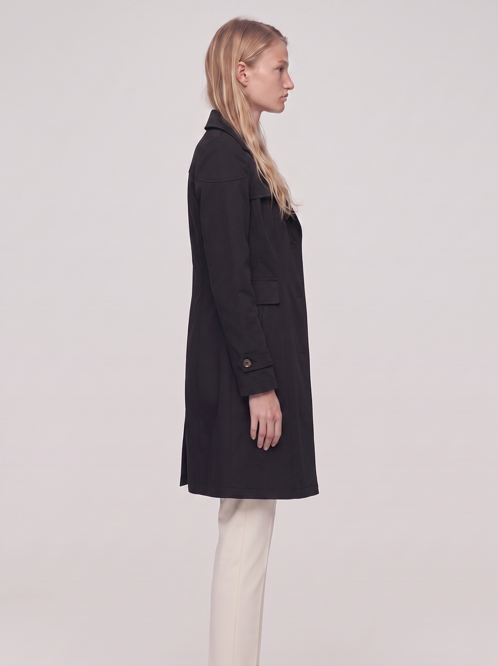 Ella Black Lightweight Tailored Overcoat - side
