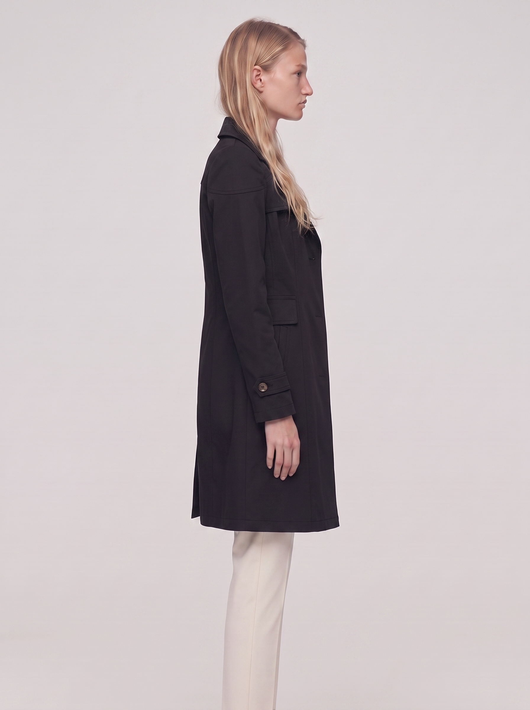 Ella Black Lightweight Tailored Overcoat - side