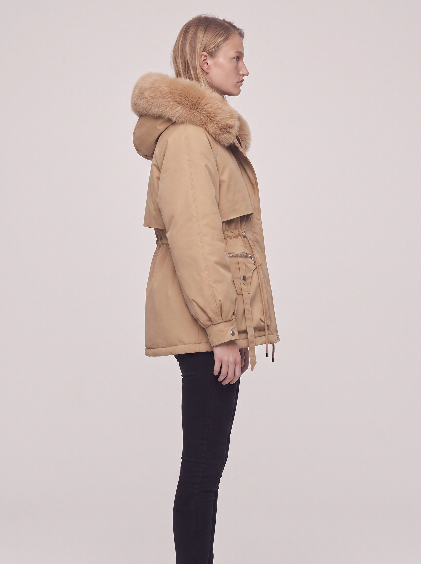 Ella Belted Faux Fur Jacket - side