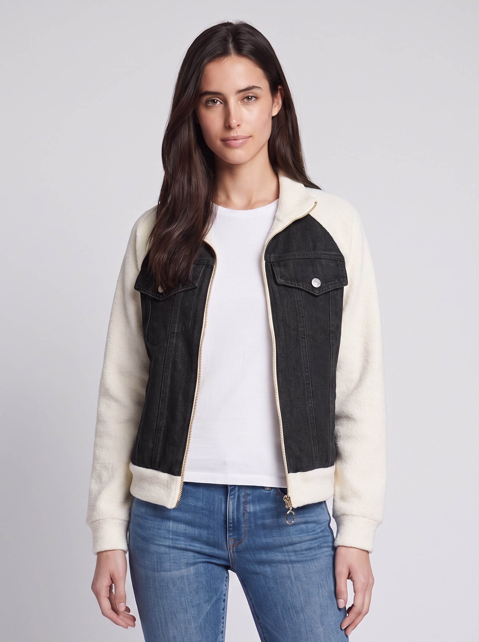 Grace Black Contrast Denim - front