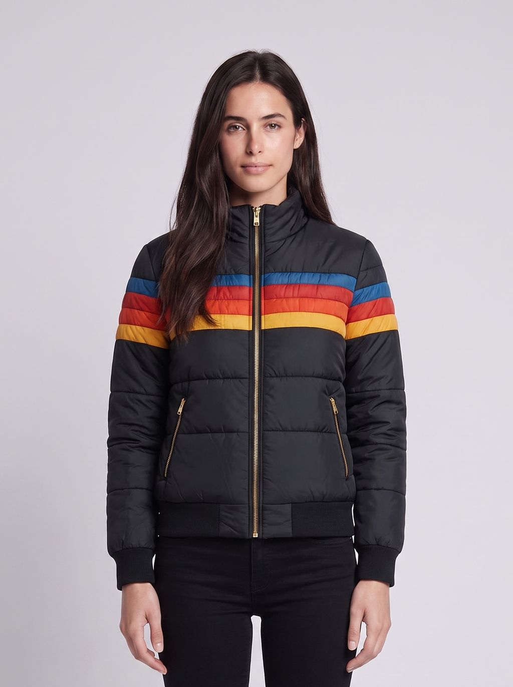 Grace Black Padded Puffer - front