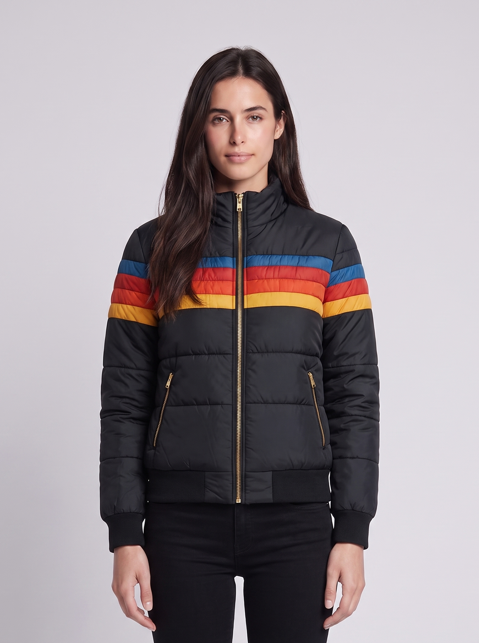 Grace Black Padded Puffer - front