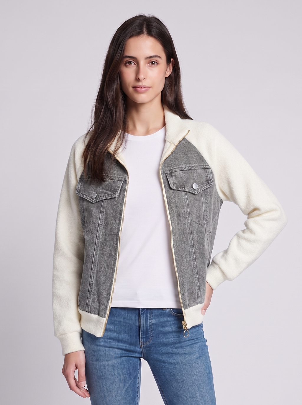 Grace Grey Contrast Denim - front