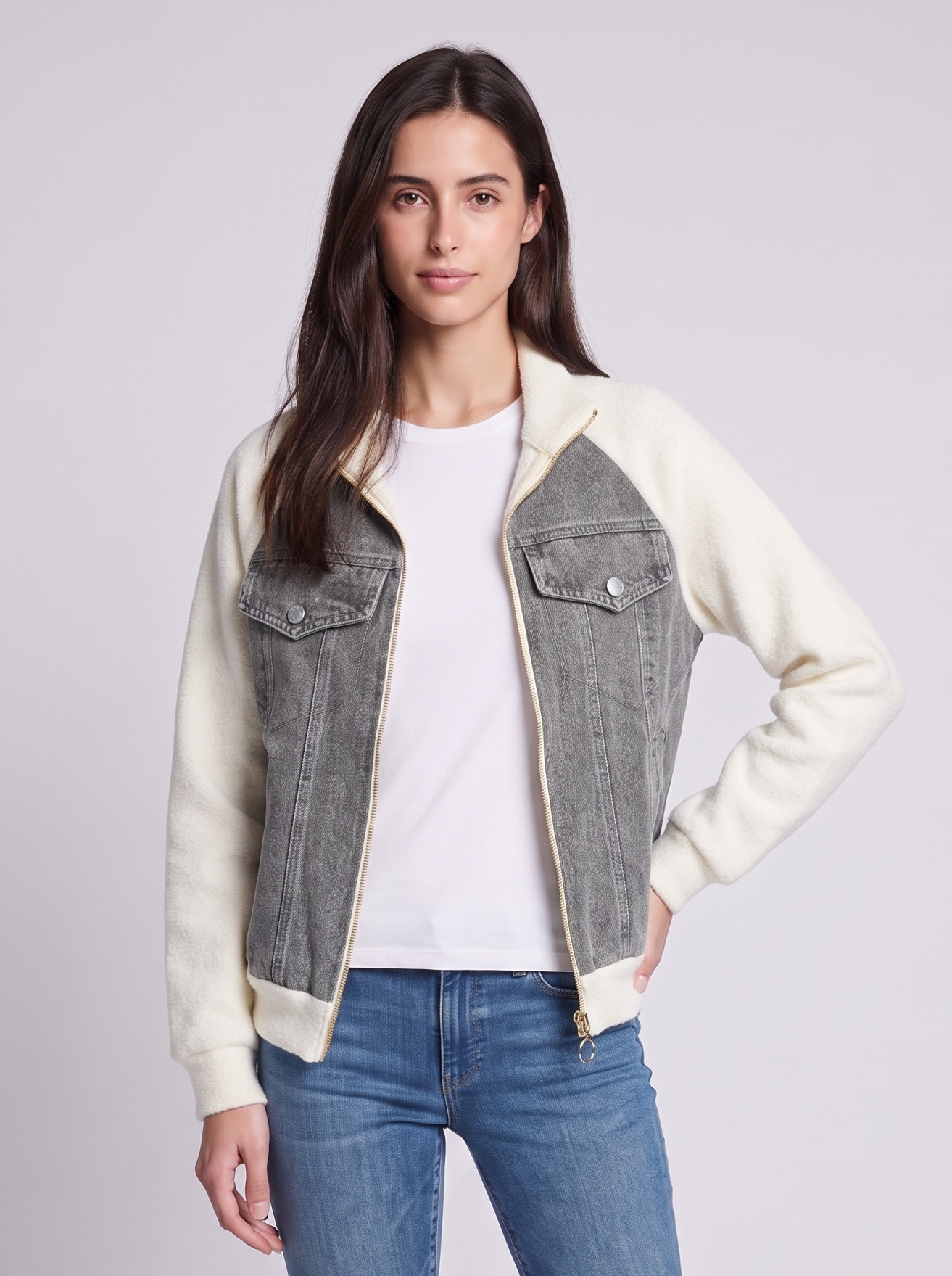 Grace Grey Contrast Denim - front