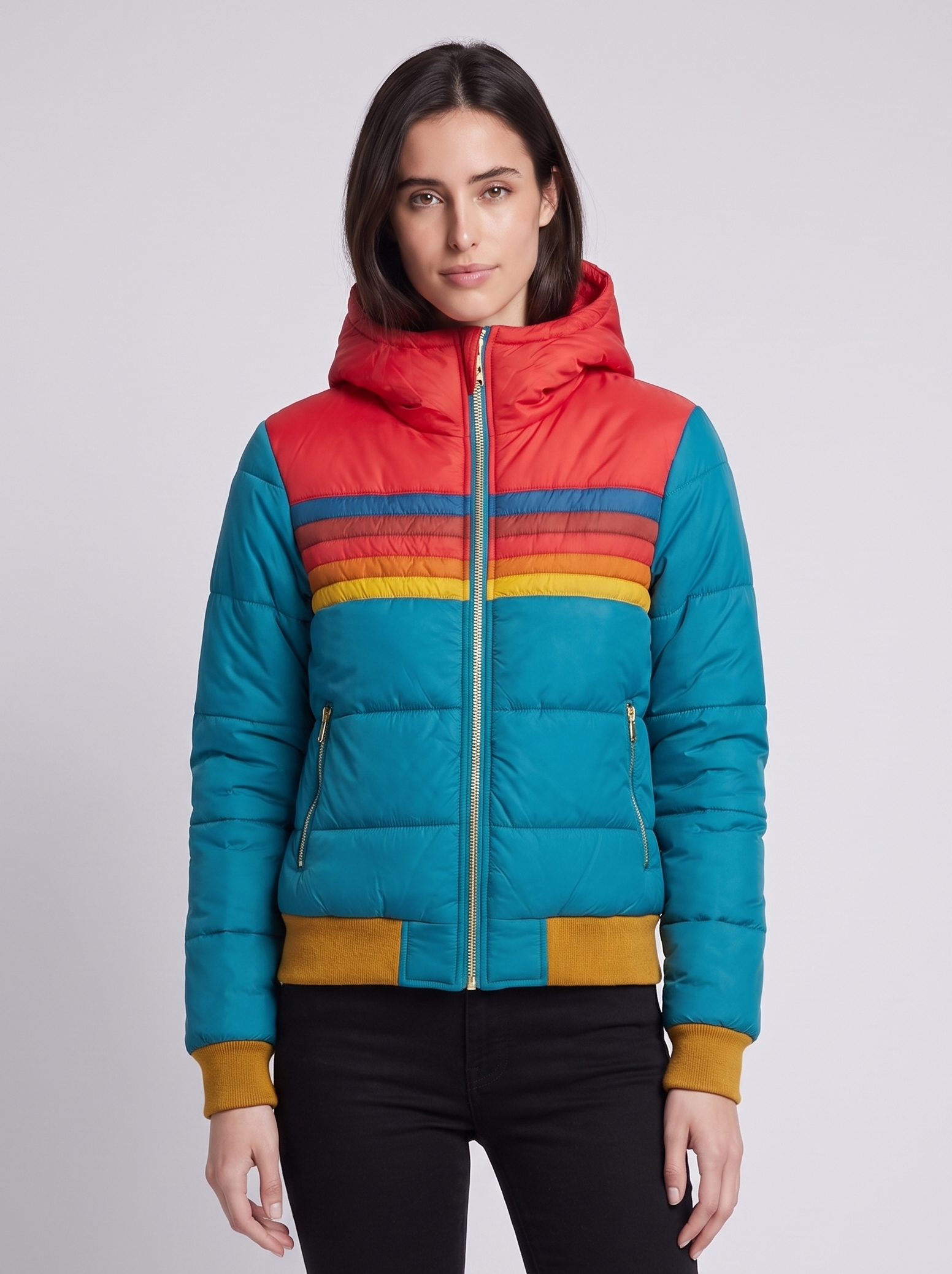 Grace Teal Padded Puffer - front