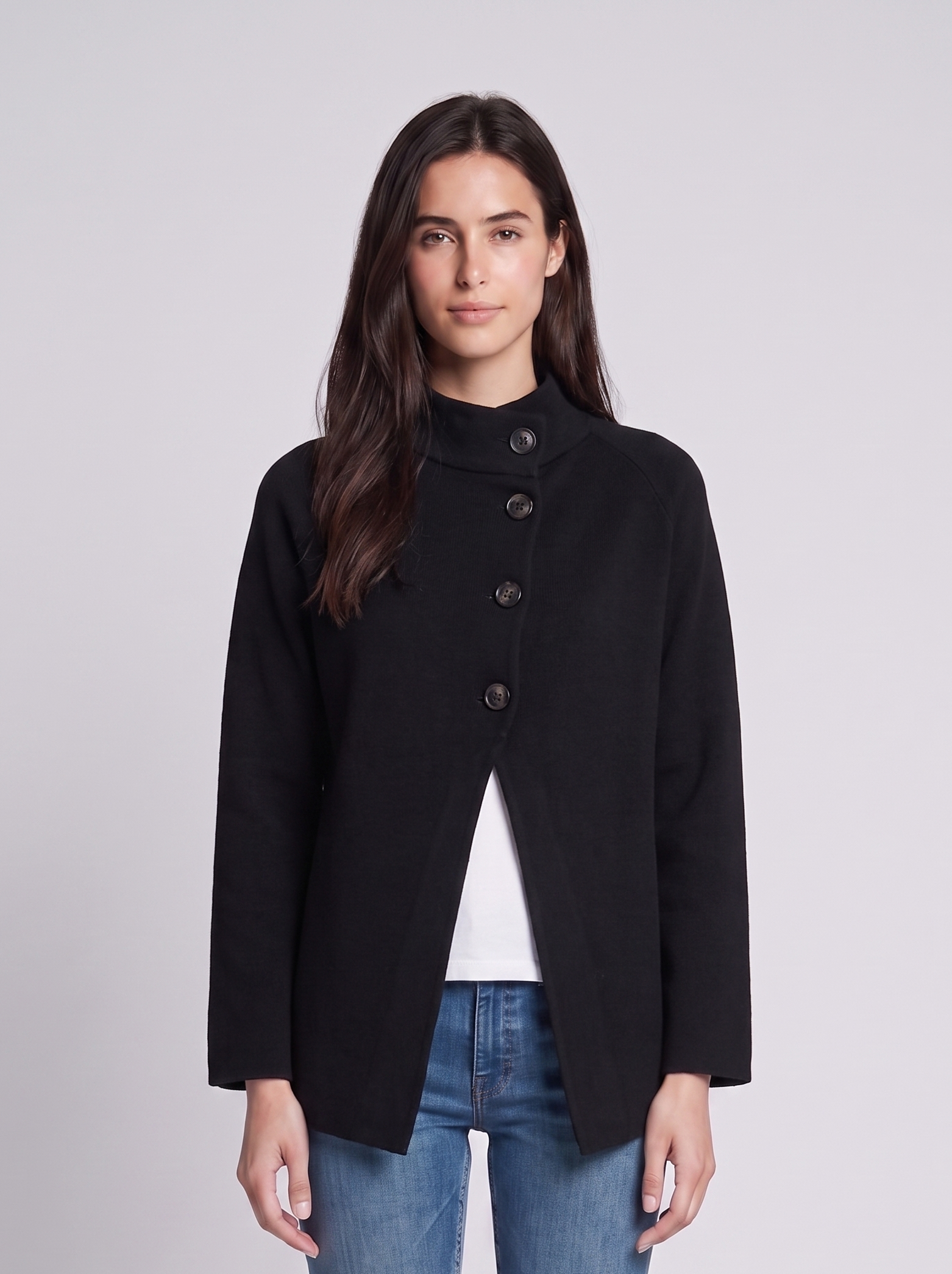Grace Black Button-Down - front