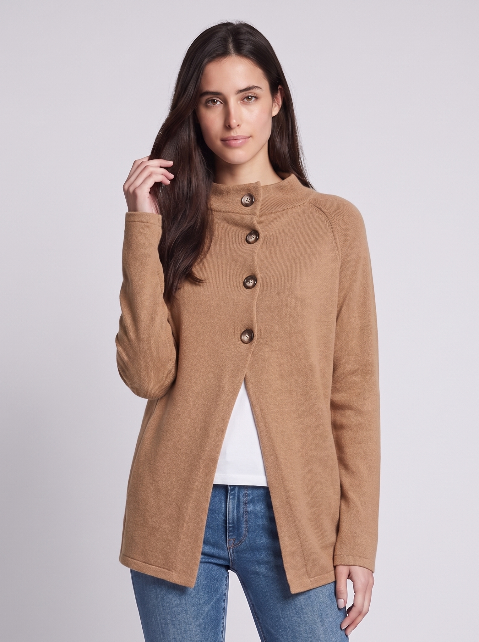 Grace Brown Button-Down - front
