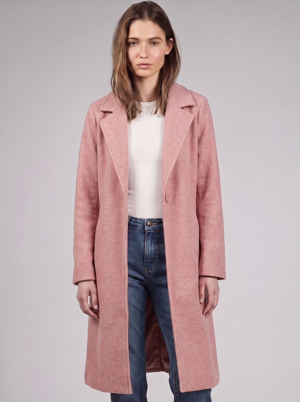 Clara | Pink Button-Up Longline Coat Featured
