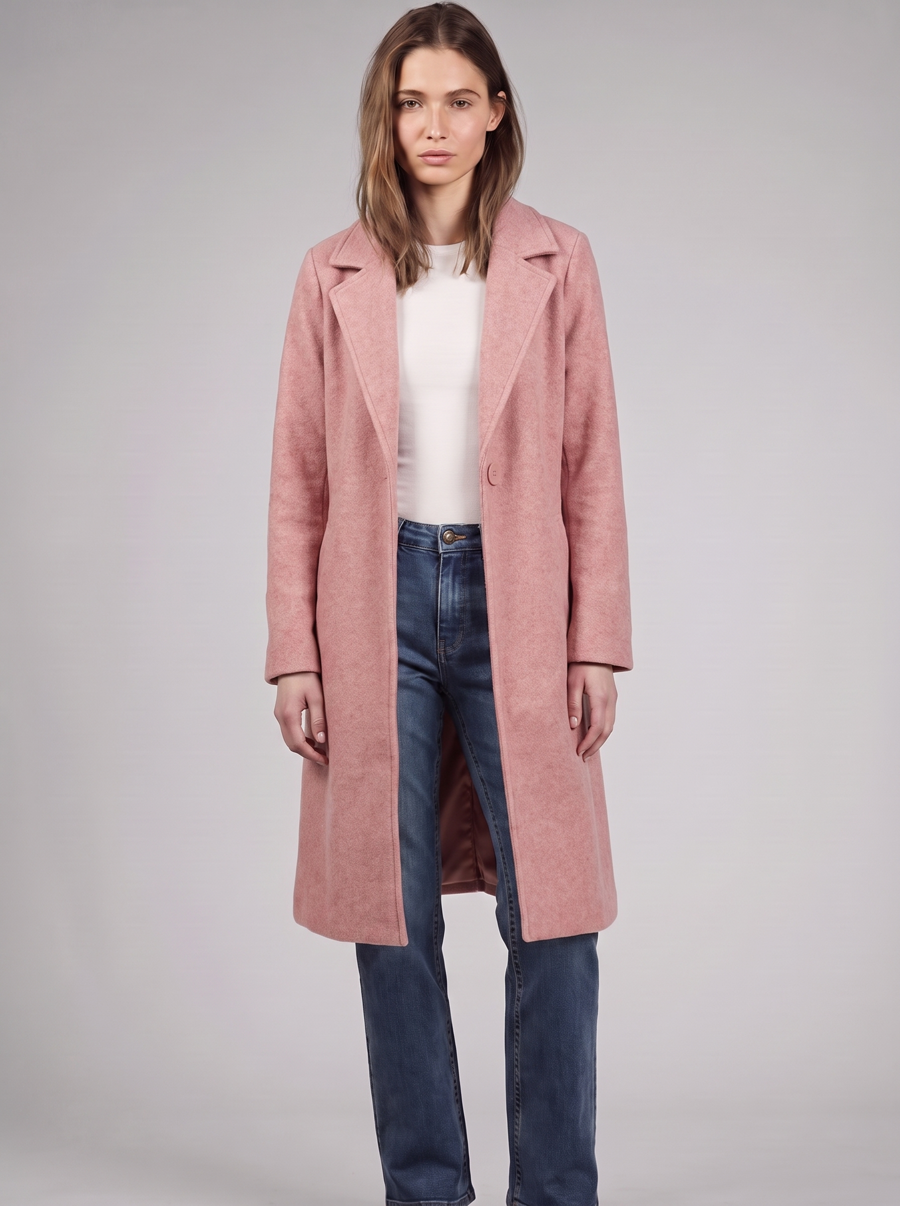 Clara | Pink Button-Up Longline Coat Featured