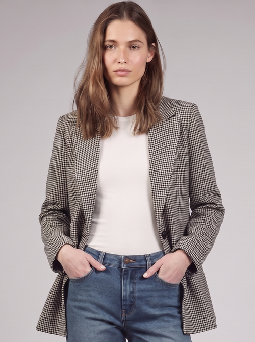 Clara | Houndstooth Blazer Jacket Featured