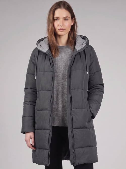 Clara | Grey Hooded Padded Puffer Coat Featured