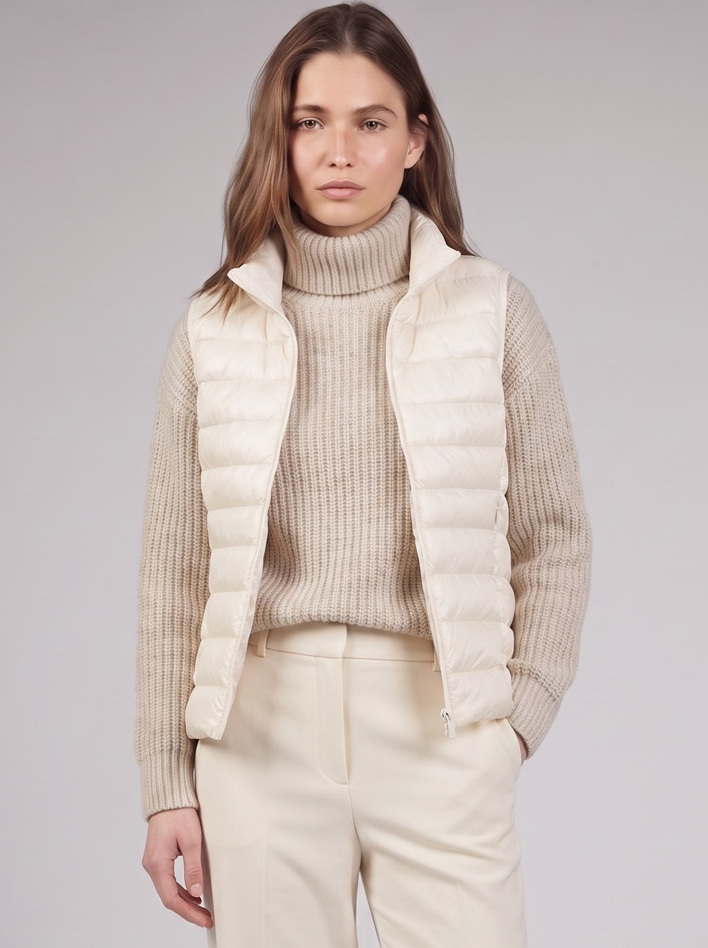Clara | Cream Padded Puffer Vest Featured