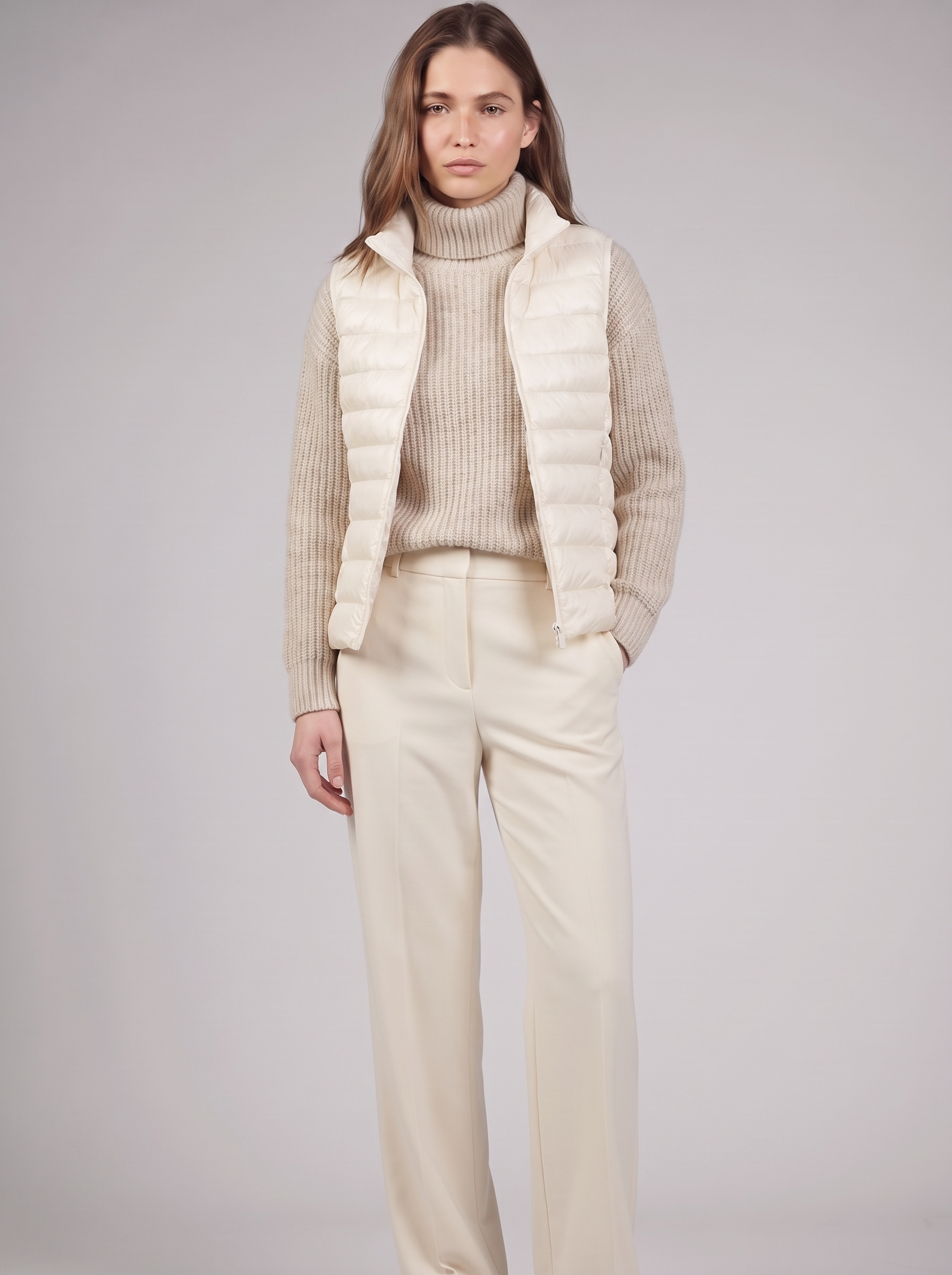 Clara | Cream Padded Puffer Vest Featured