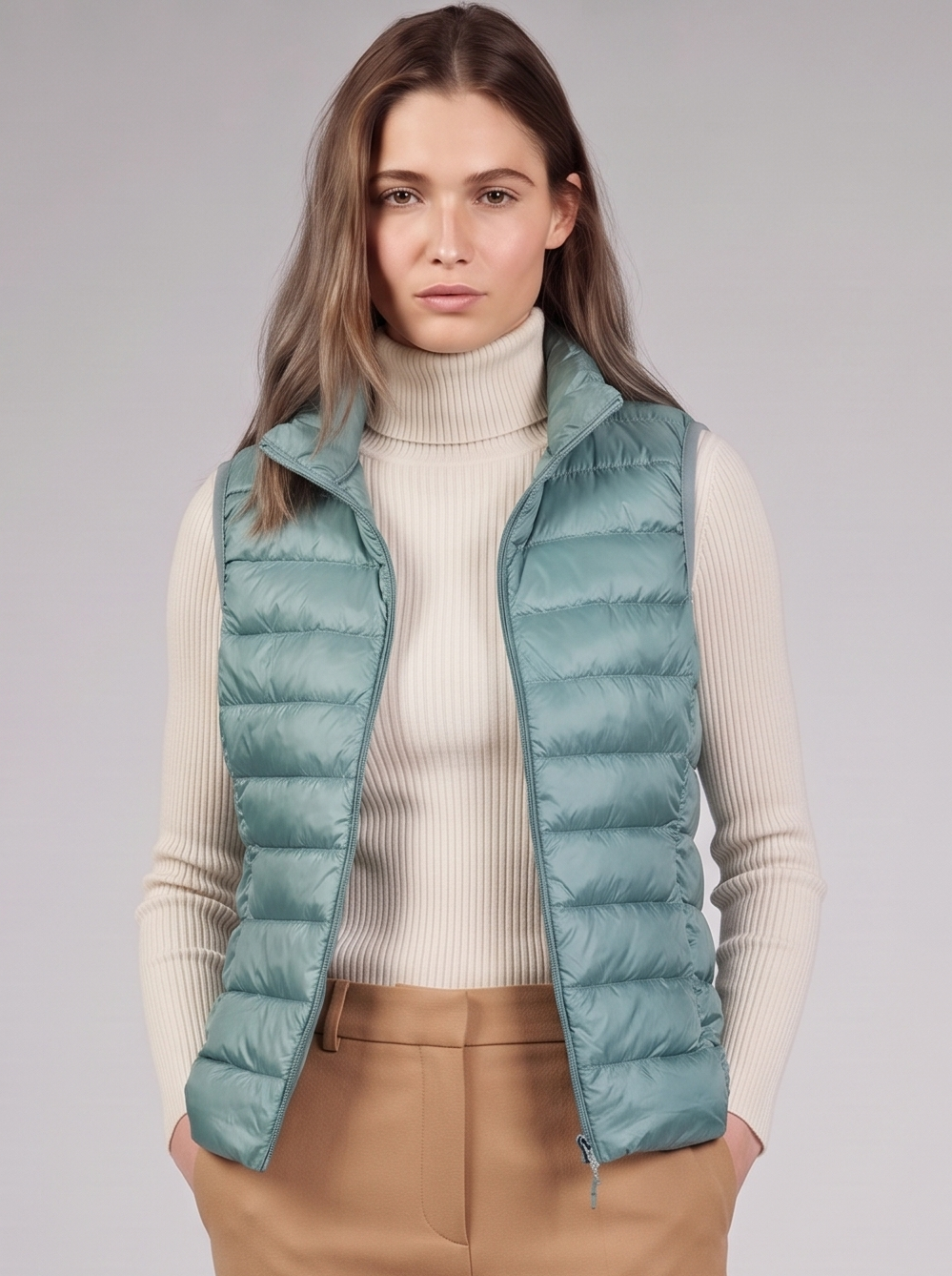Clara | Teal Padded Puffer Vest Featured