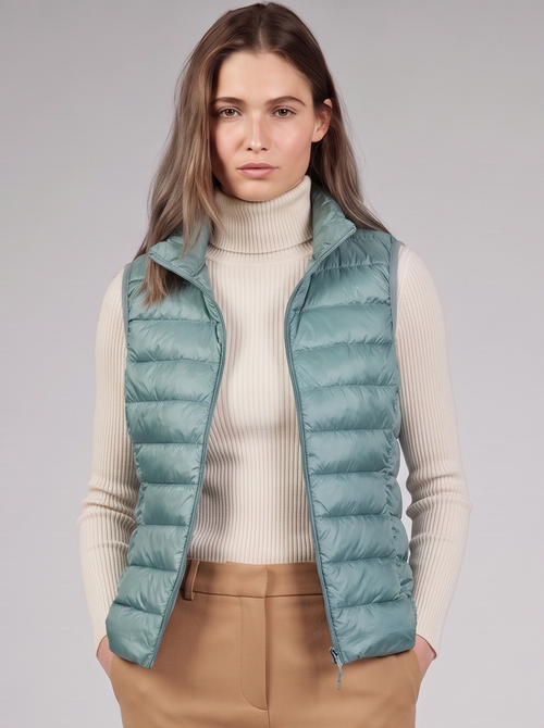 Clara | Teal Padded Puffer Vest Featured