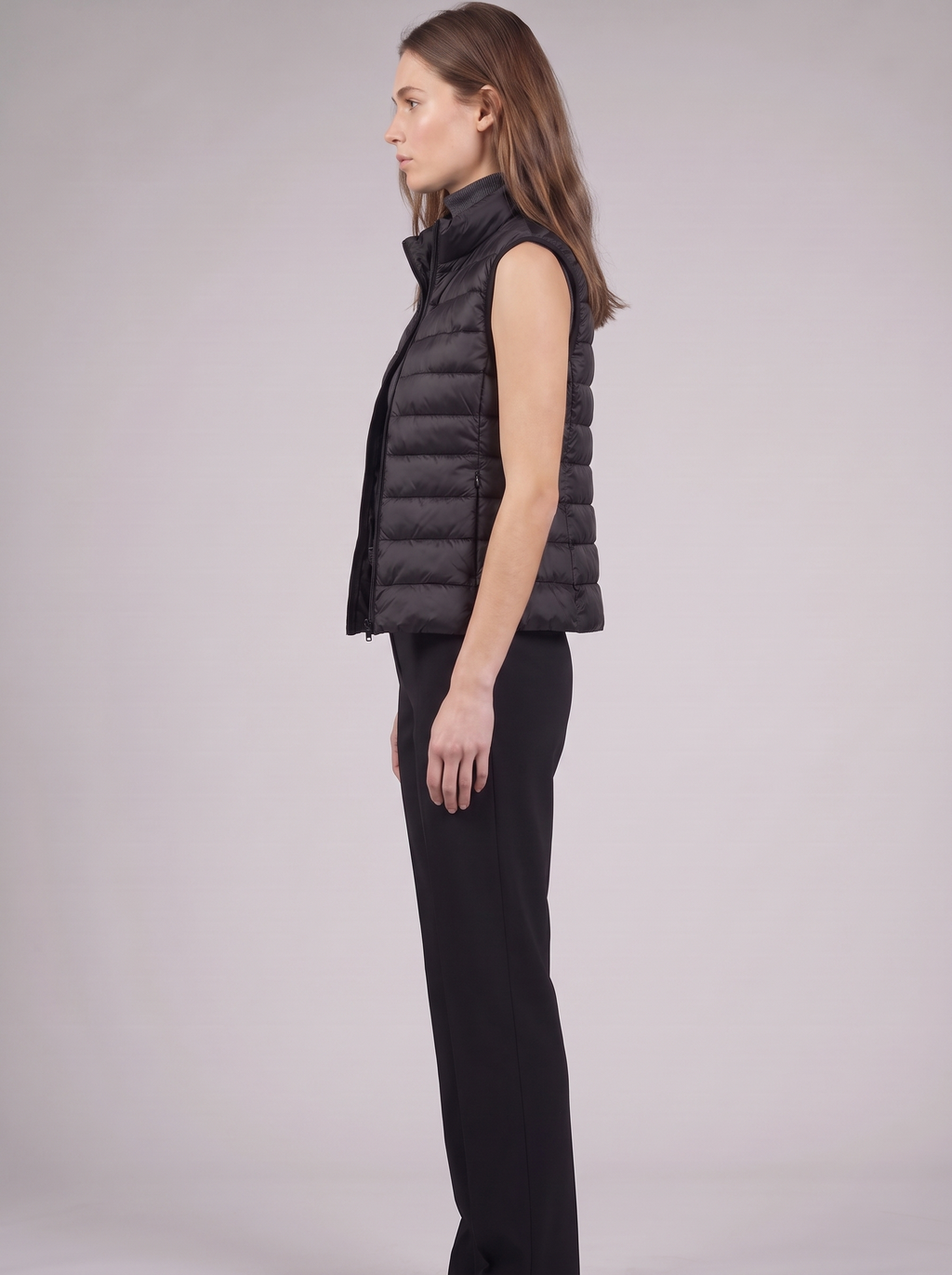 Clara | Black Padded Puffer Vest Side