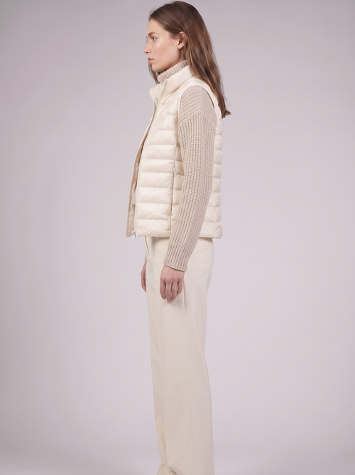 Clara | Cream Padded Puffer Vest Side