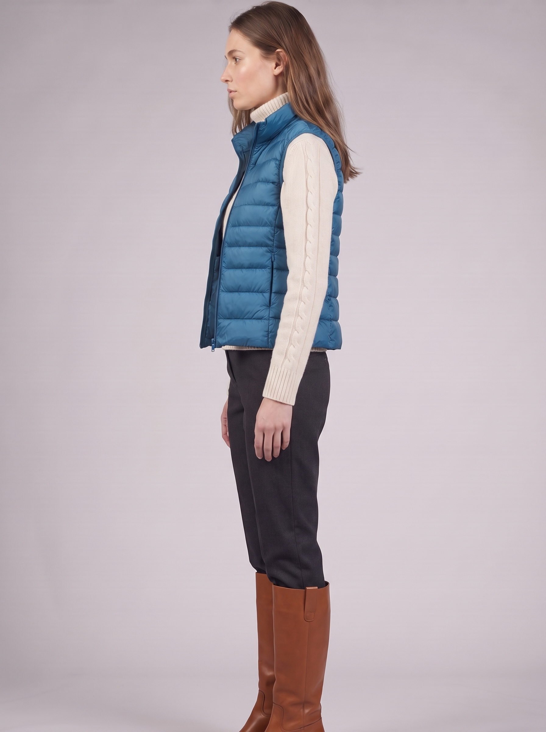 Clara | Blue Padded Puffer Vest Side