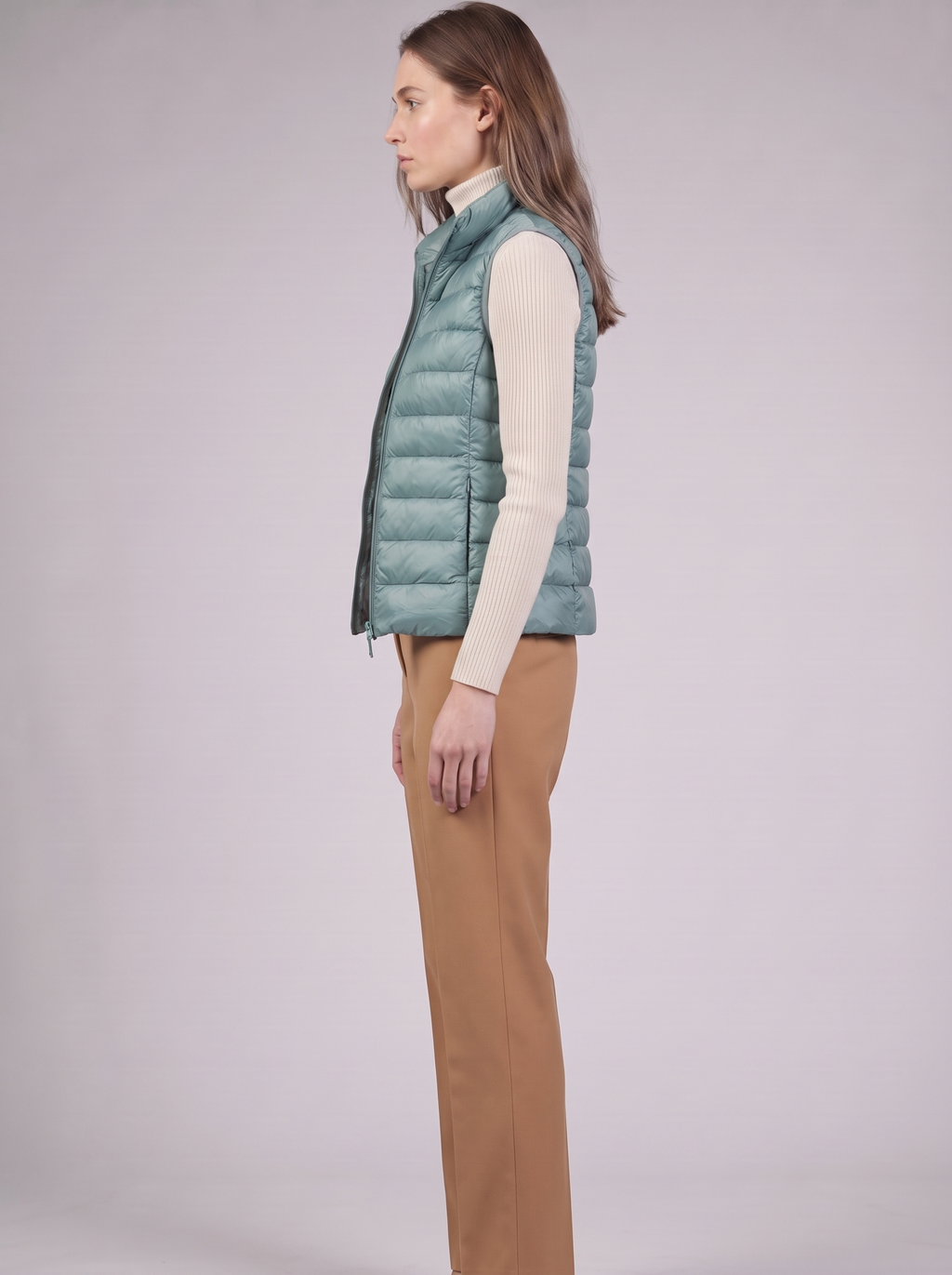 Clara | Teal Padded Puffer Vest Side